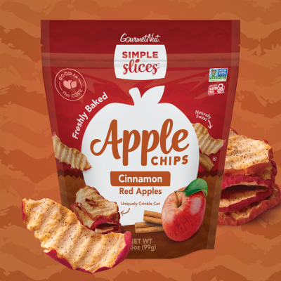 GourmetNut Apple Chips - CINNOMON Red Apple - 3.5 oz. Bag